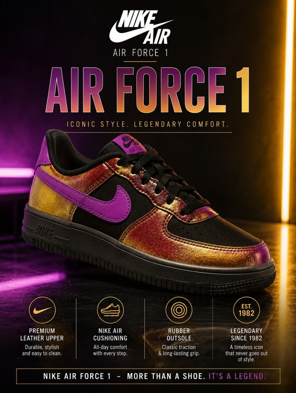 Nike Air Force 1 LV8 Black/Bold Berry – 5Y / 6.5W – New in Box